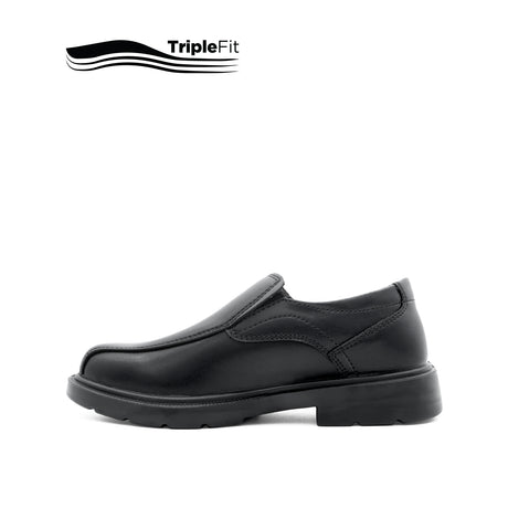 Mylo Slip On Bike Toe Boy's Shoes - Black Leather