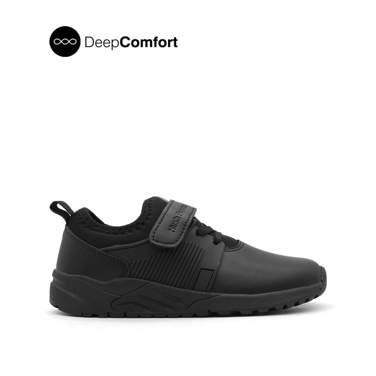 James Velcro Boy's Shoes - Black Leather