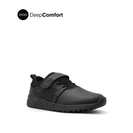 James Velcro Boy's Shoes - Black Leather