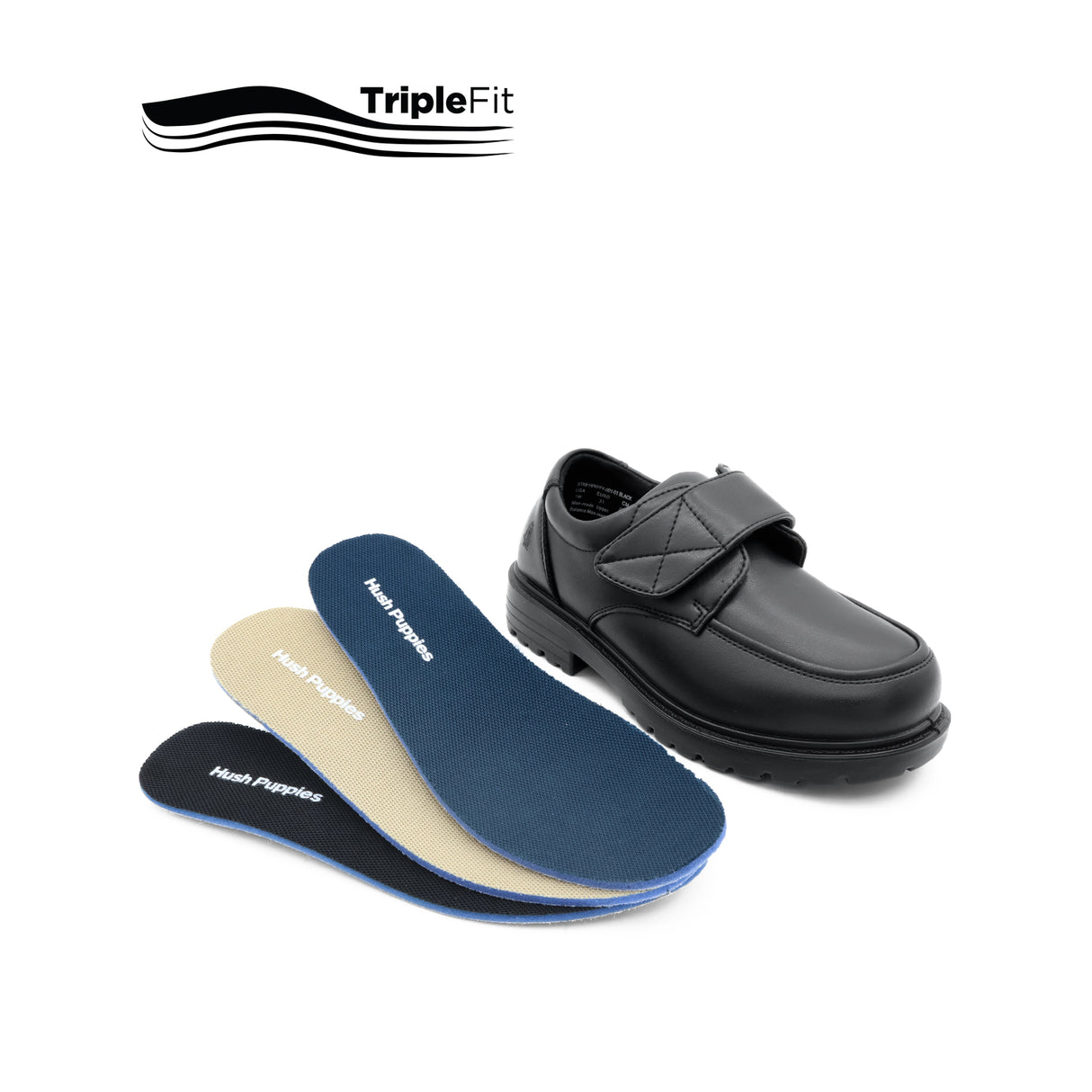 Peter Velcro Boy's Shoes - Black Leather