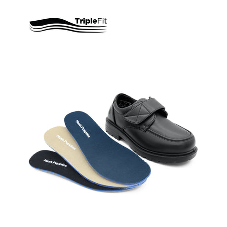 Peter Velcro Boy's Shoes - Black Leather