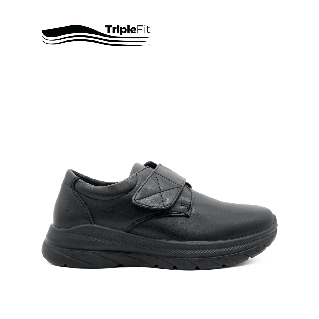 Liam Velcro Boy's Shoes - Black Leather