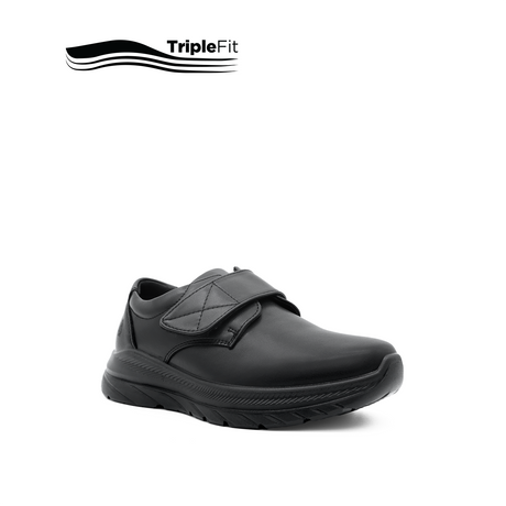 Liam Velcro Boy's Shoes - Black Leather