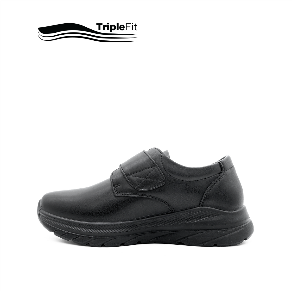 Liam Velcro Boy's Shoes - Black Leather