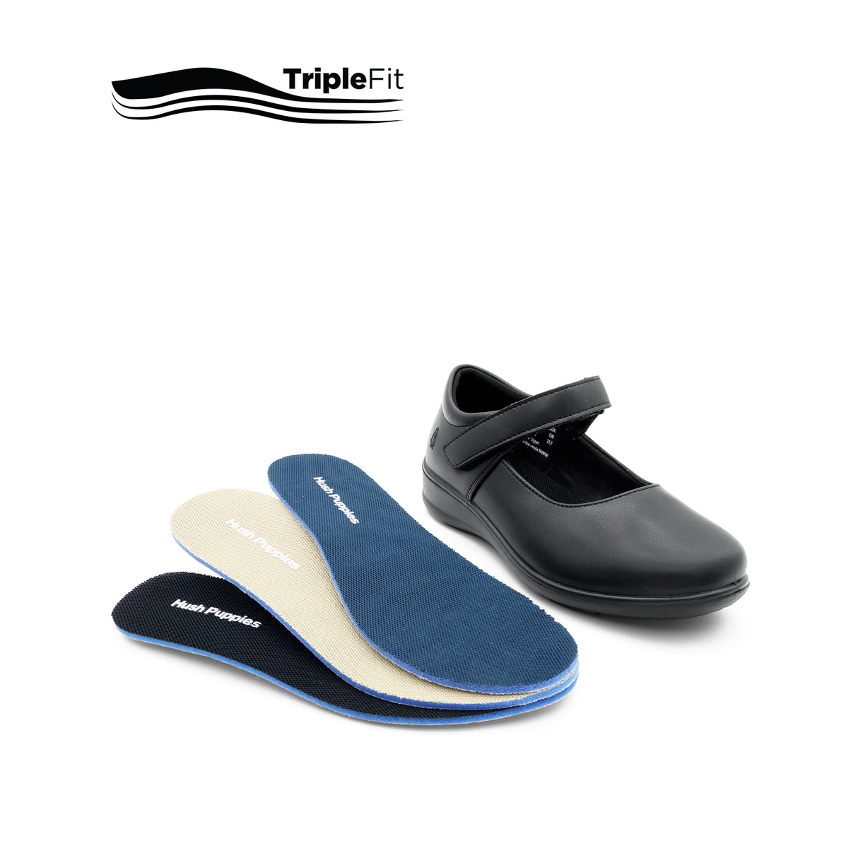 Charlotte Velcro Girl's Shoes - Black Leather