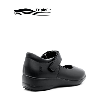 Charlotte Velcro Girl's Shoes - Black Leather