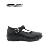 Charlotte T-Bar Girl's Shoes - Black Leather