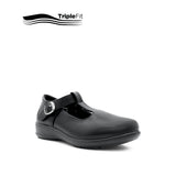 Charlotte T-Bar Girl's Shoes - Black Leather