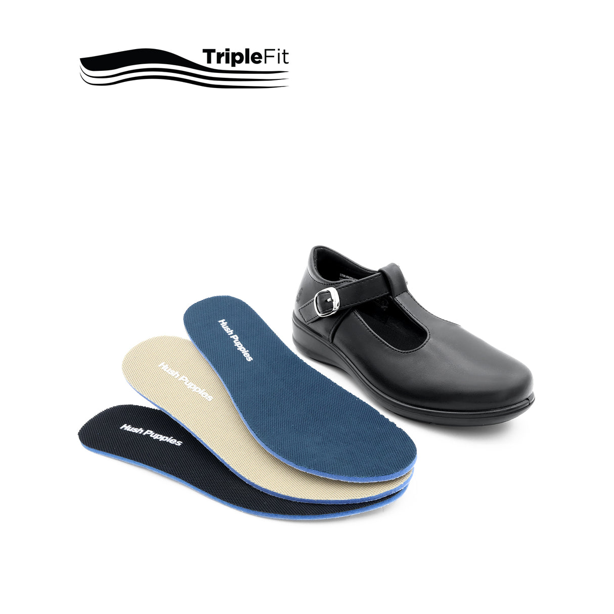 Charlotte T-Bar Girl's Shoes - Black Leather