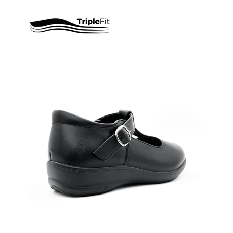 Charlotte T-Bar Girl's Shoes - Black Leather