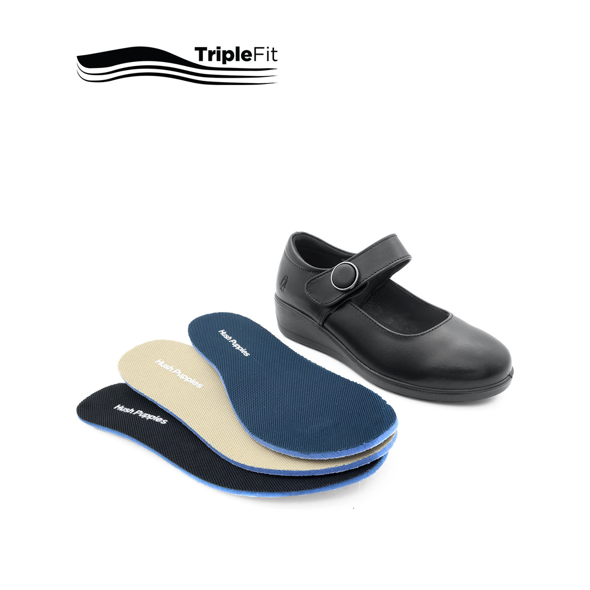 Sarah Strap Girl's Shoes - Black Leather