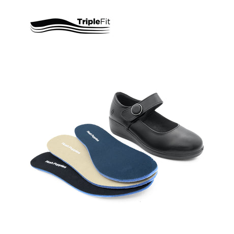 Sarah Strap Girl's Shoes - Black Leather