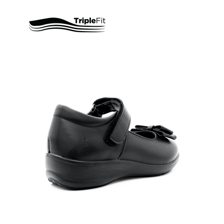 Sarah Strap Girl's Shoes - Black Leather