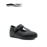 Sarah T-Bar Girl's Shoes - Black Leather
