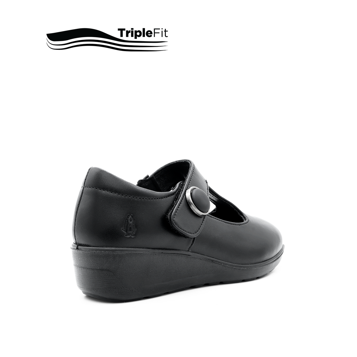 Sarah T-Bar Girl's Shoes - Black Leather