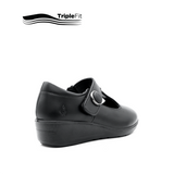 Sarah T-Bar Girl's Shoes - Black Leather