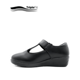Sarah T-Bar Girl's Shoes - Black Leather