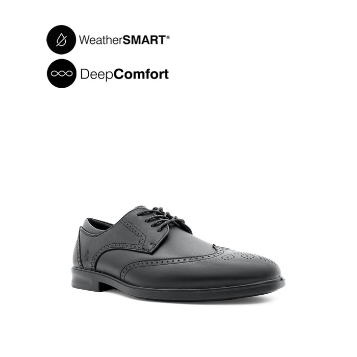 Pierre Lace Up Wing Tip Men's Shoes- Black Leather Waterproof Hush Puppies Philippines