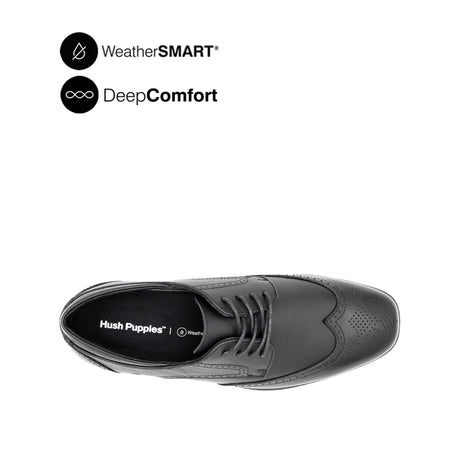 Pierre Lace Up Wing Tip Men's Shoes- Black Leather Waterproof
