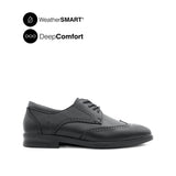 Pierre Lace Up Wing Tip Men's Shoes- Black Leather Waterproof