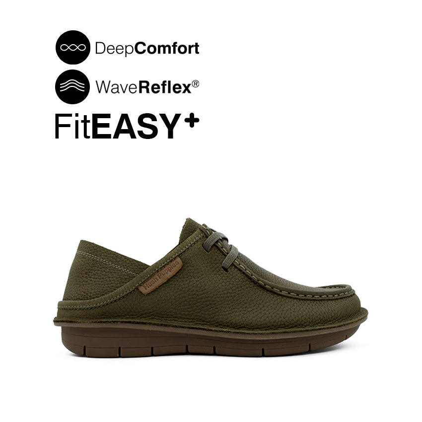 Discount on Hush Puppies  shoes - SKU: Kaleb Two Eye Men's Shoes - Olive Tumbled Nubuck
