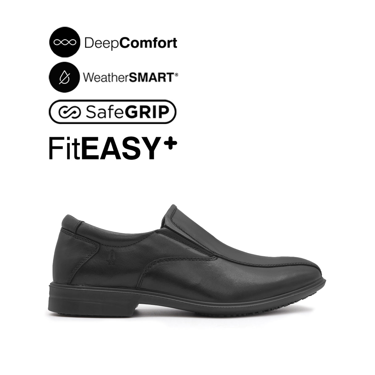 Otis Slip On Bike Toe Men's Shoes - Black Leather Waterproof
