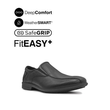 Otis Slip On Bike Toe Men's Shoes - Black Leather Waterproof