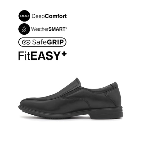 Otis Slip On Bike Toe Men's Shoes - Black Leather Waterproof