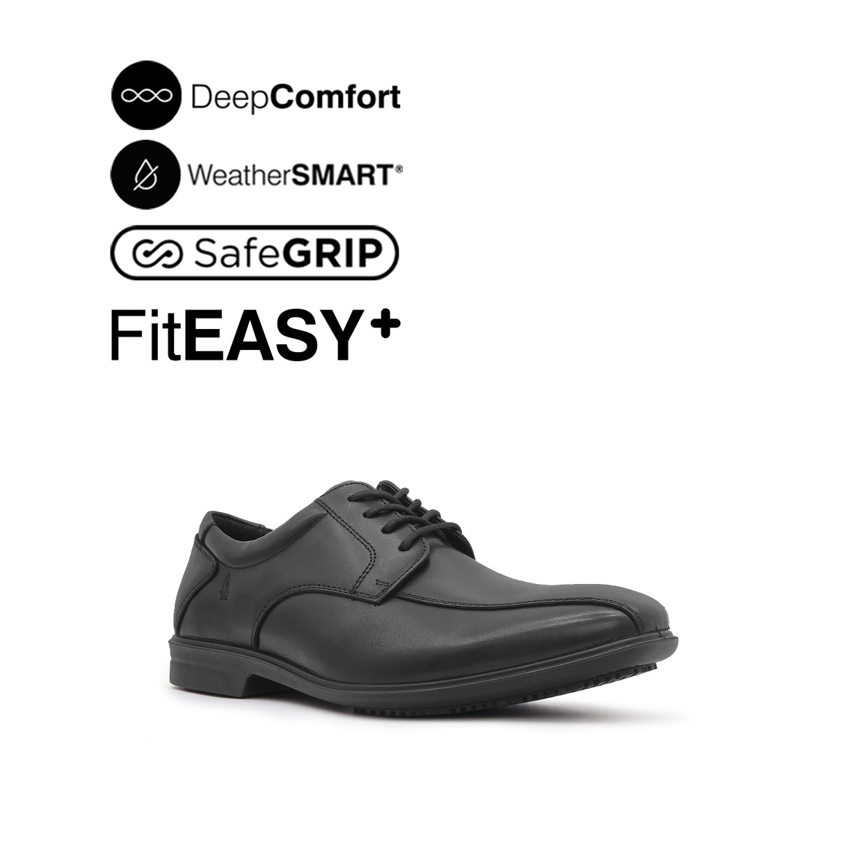 Otis Lace Up Bike Toe Men's Shoes - Black Leather Waterproof