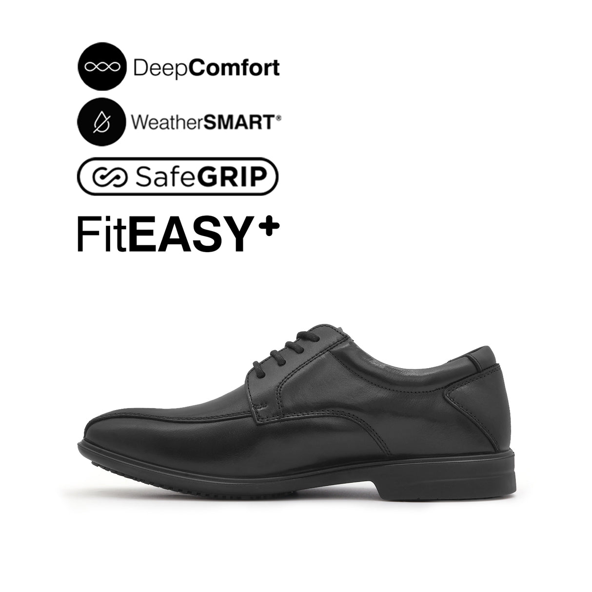 Otis Lace Up Bike Toe Men's Shoes - Black Leather Waterproof