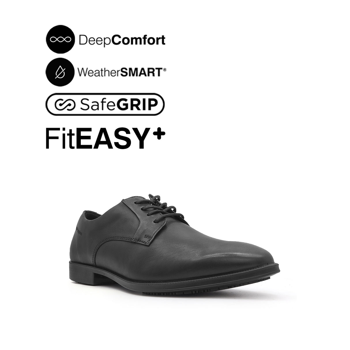 Otom Lace Up Plain Toe Men's Shoes - Black Leather Waterproof