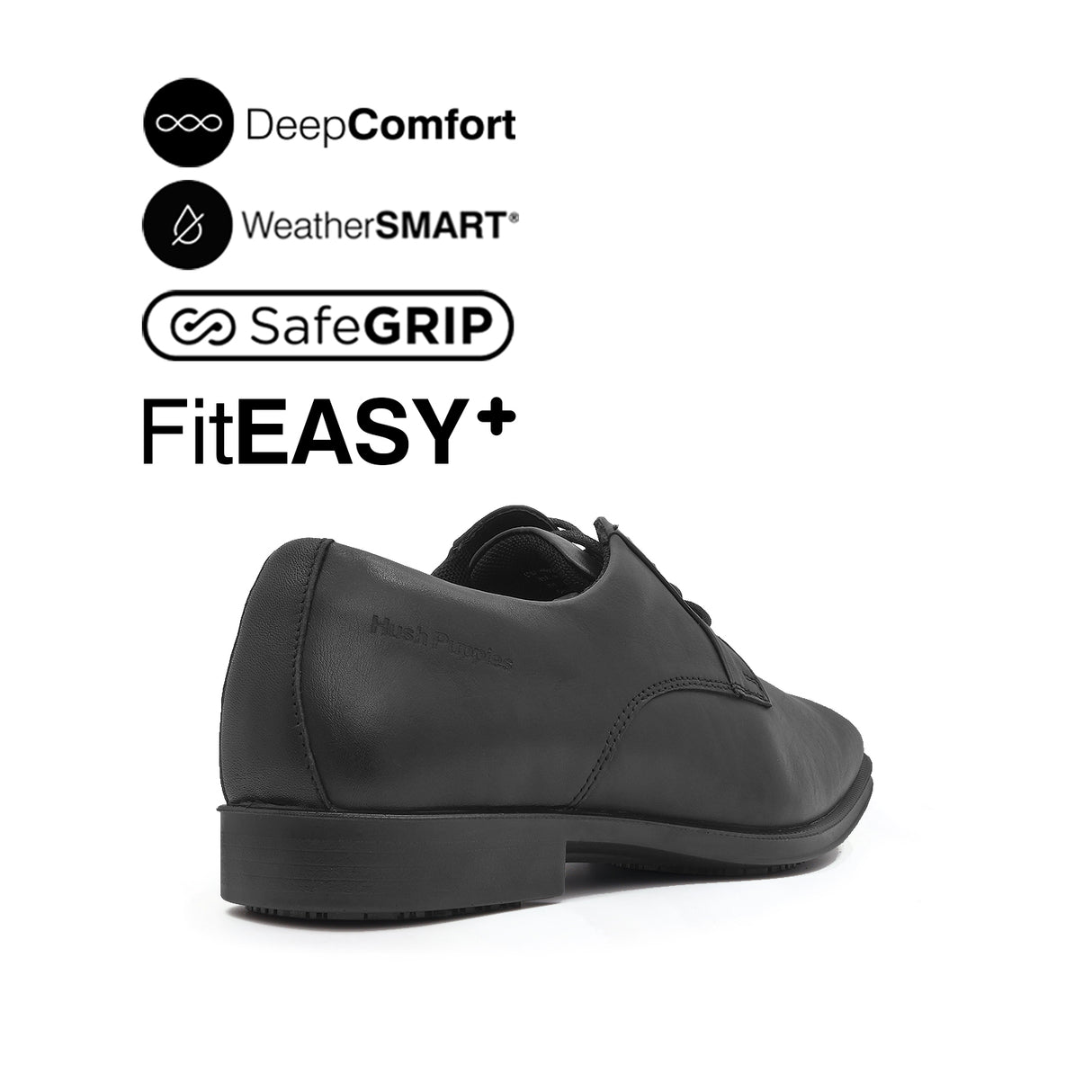 Otom Lace Up Plain Toe Men's Shoes - Black Leather Waterproof