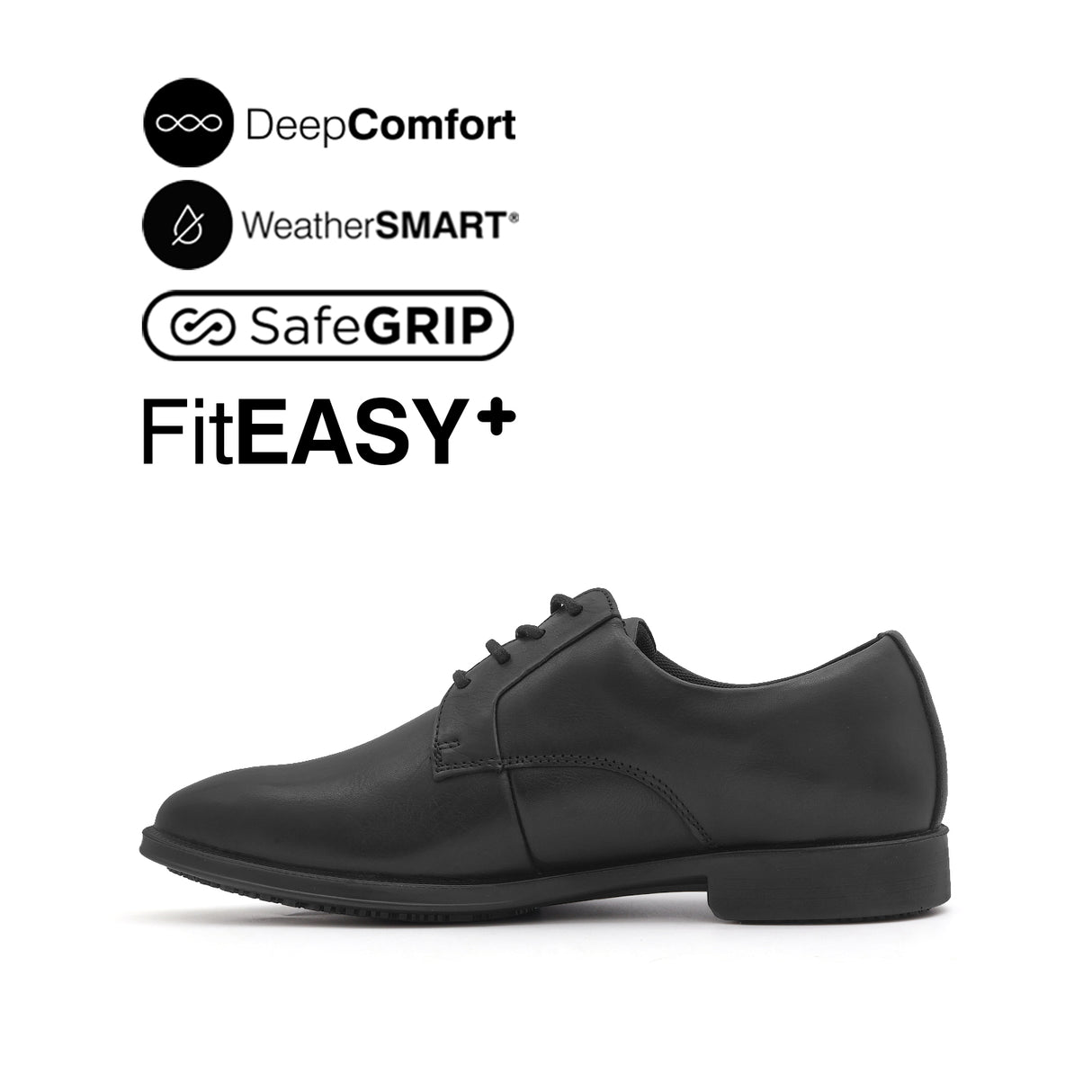 Otom Lace Up Plain Toe Men's Shoes - Black Leather Waterproof