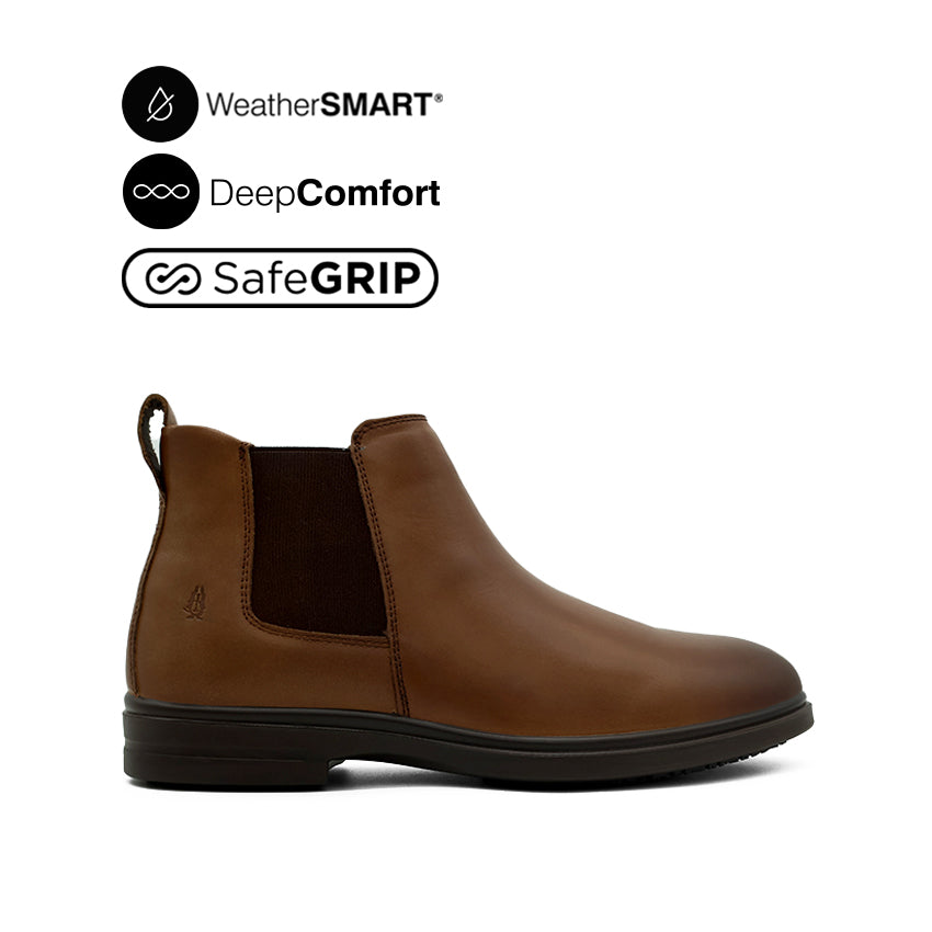 Discount on Hush Puppies  shoes - SKU: Jerry Chelsea Boots Men's Shoes - Deep Tan Leather WP
