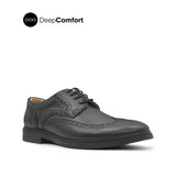 Nunzio Lace Up Wingtip Men's Shoes - Black Leather