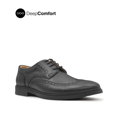 Nunzio Lace Up Wingtip Men's Shoes - Black Leather