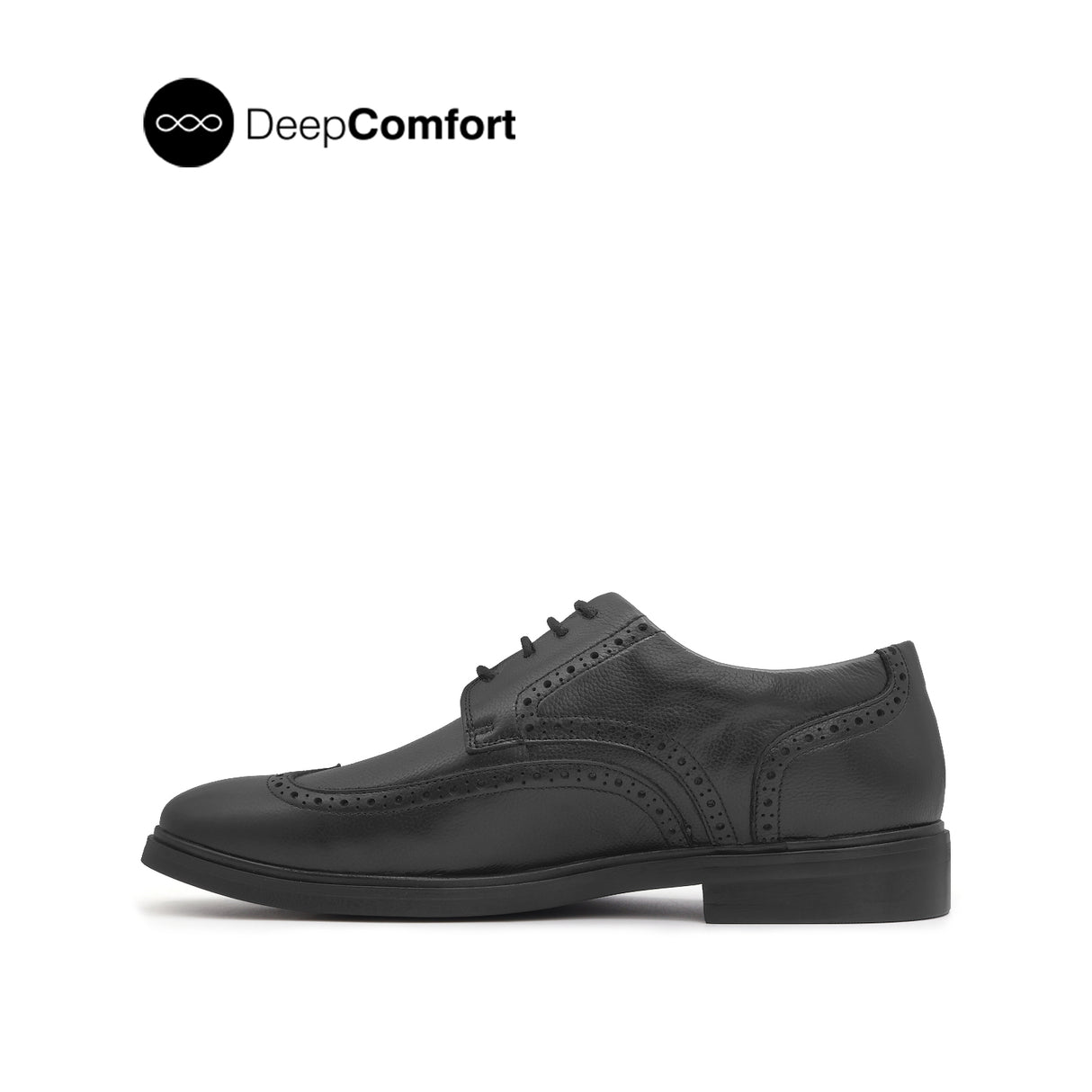 Nunzio Lace Up Wingtip Men's Shoes - Black Leather
