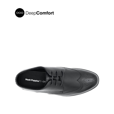 Nunzio Lace Up Wing Tip Men's Shoes - Black Leather