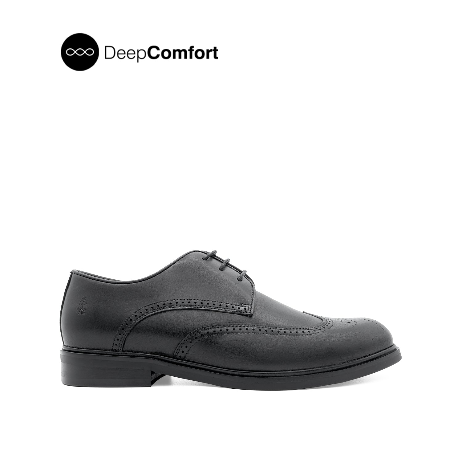 Nunzio Lace Up Wing Tip Men's Shoes - Black Leather