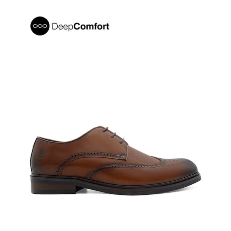 Nunzio Lace Up Wing Tip Men's Shoes - Tan Leather