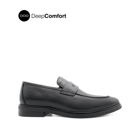 Nunzio Slip On Penny Men's Shoes - Black Leather