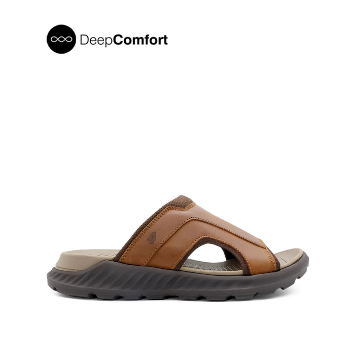 Rush Slides Men's Sandals - Tan Tumbled Leather Hush Puppies Philippines