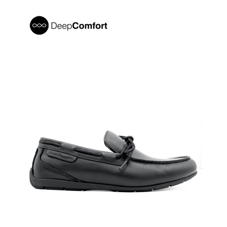 Raven Slip On Tie Men's Shoes - Black Leather