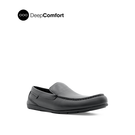 Raven Slip On Mocc Toe Men's Shoes - Black Leather