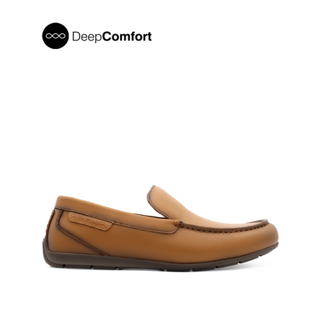 Raven Slip On Mocc Toe Men's Shoes - Dark Tan Leather