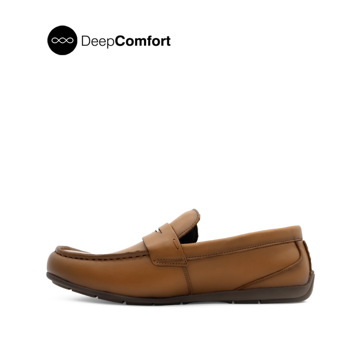 Raven Slip On Penny Men's Shoes - Dark Tan Leather