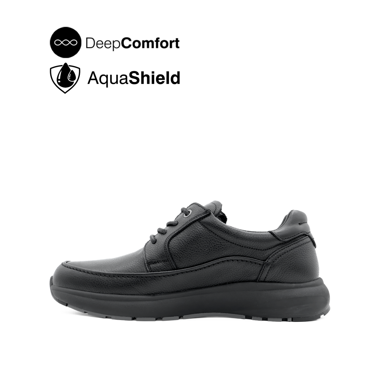 Reid Lace Up Apron Toe Men's Shoes - Black Leather