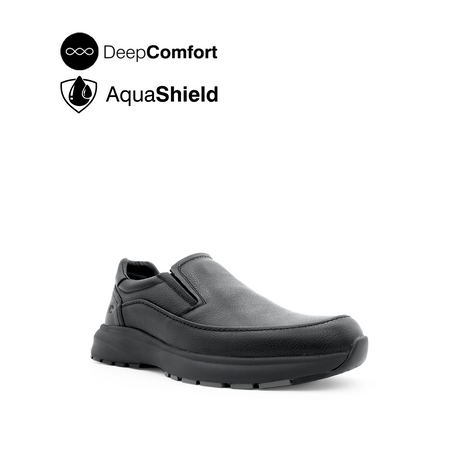 Reid Slip On Apron Toe Men's Shoes - Black Leather