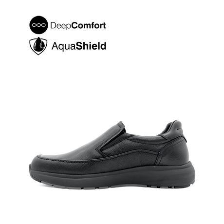 Reid Slip On Apron Toe Men's Shoes - Black Leather