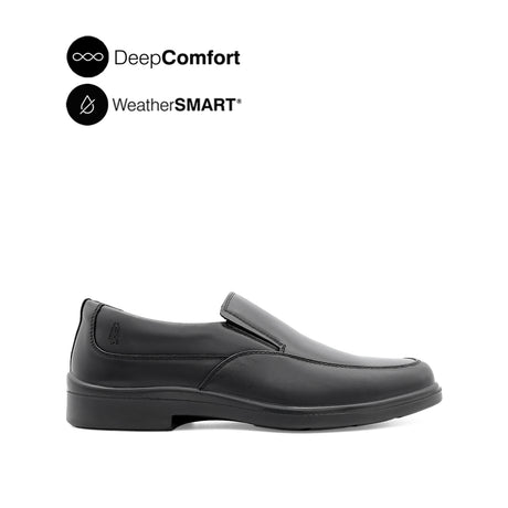 Vigo Slip On Apron Toe Men's Shoes - Black Leather WP